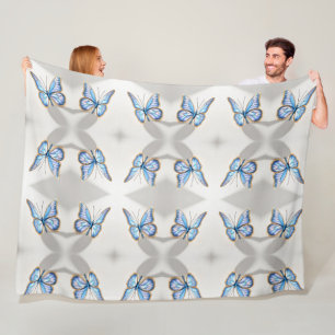 Luxury Blue Butterfly Design Fleece Blanket