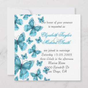 Luxury Blue Elegant Butterfly Wedding Invite