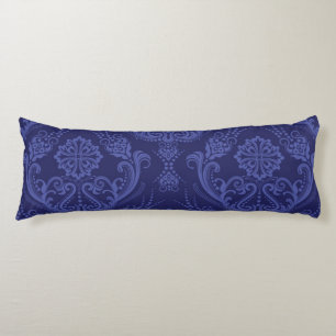 Luxury blue floral damask wallpaper body cushion