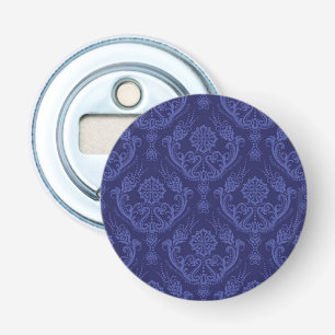 Luxury blue floral damask wallpaper bottle opener