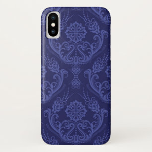 Luxury blue floral damask wallpaper iPhone x case