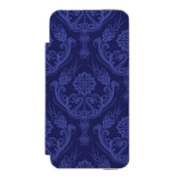 Luxury blue floral damask wallpaper