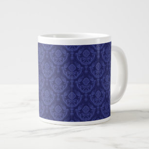 Luxury blue floral damask wallpaper large coffee mug