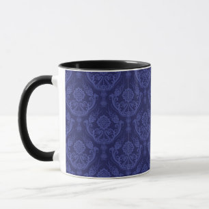 Luxury blue floral damask wallpaper mug