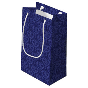 Luxury blue floral damask wallpaper small gift bag