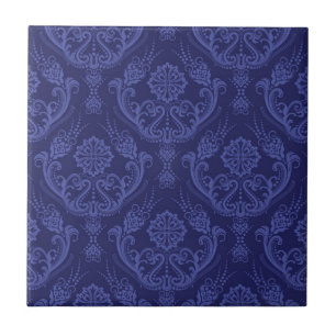 Luxury blue floral damask wallpaper tile