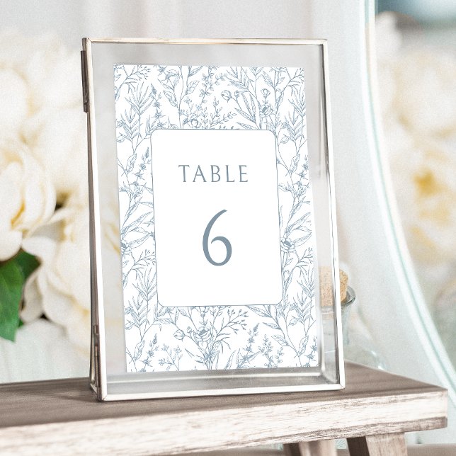 Luxury blue floral pattern wedding table numbers (Creator Uploaded)