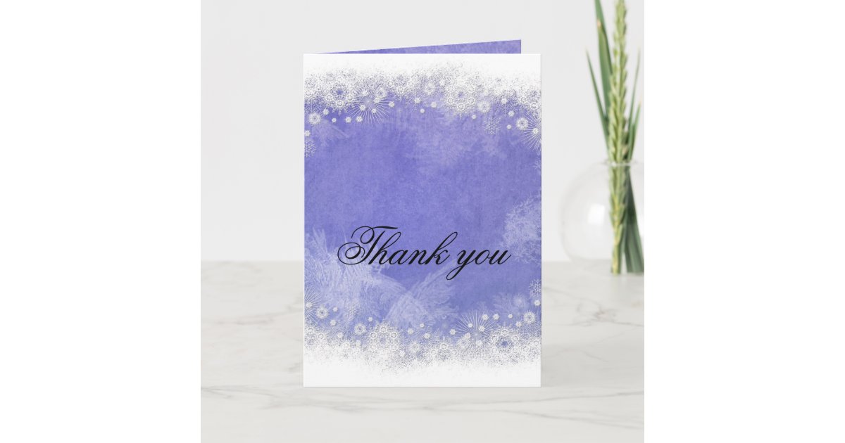 Luxury Blue Frosty Snowflake Winter Thank you card | Zazzle