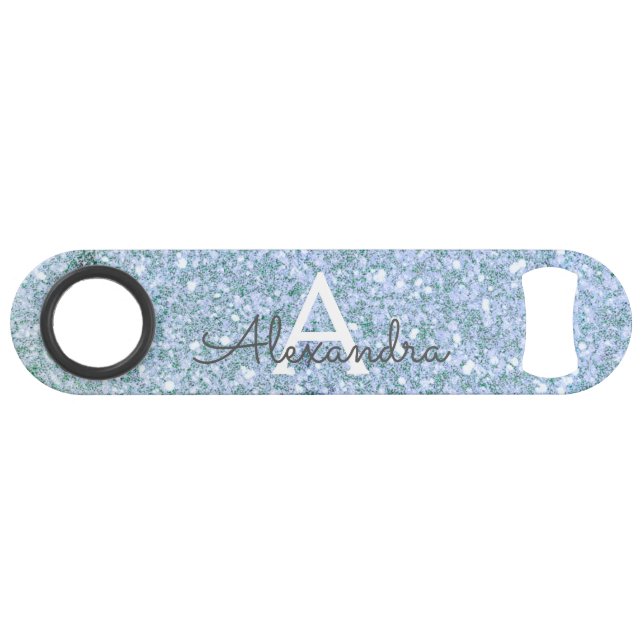 Luxury Blue Glitter & Sparkle Monogram (Front (Horizontal))