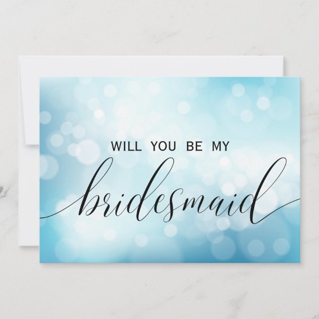 Luxury Blue  Glitter  Will You Be My Bridesmaid Invitation (Front)