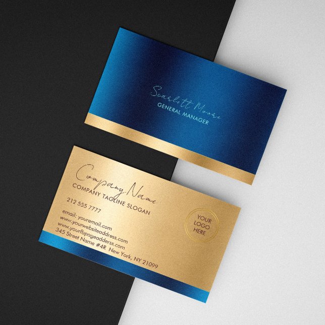 Luxury Blue & Gold Business Card (Creator Uploaded)