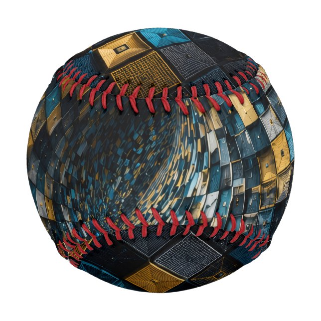 Luxury Blue Gold Geometric Vortex  Baseball (Front)