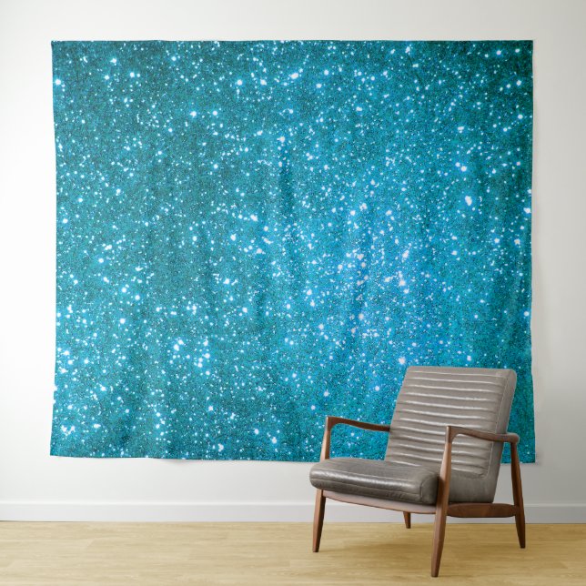 Luxury Blue Gold Glitter Tapestry (In Situ (Horizontal))