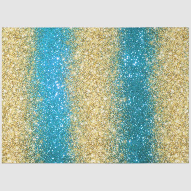 Luxury Blue Gold Glitter Tissue Paper (Front)