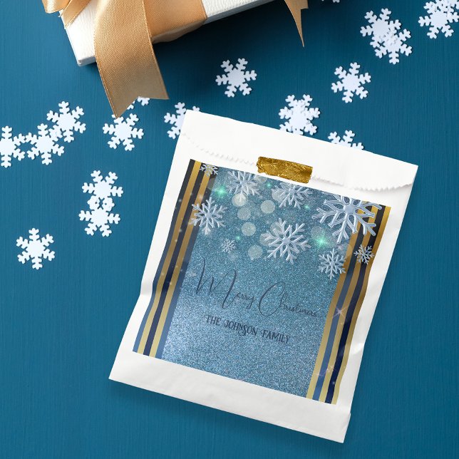 Luxury Blue Gold Glitter Winter Wonderland Xmas Favour Bags (Creator Uploaded)