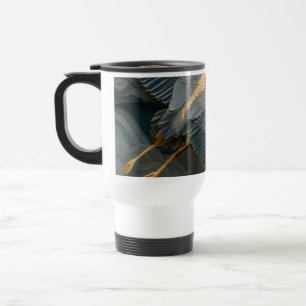Luxury Blue Gold Marble Wave Travel Mug – Elegant