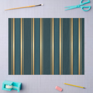 Luxury Blue Green Gold Stripe Decorative Tissue Paper