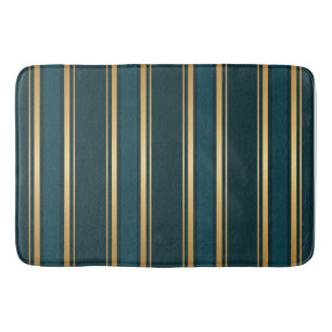 Luxury Blue Green Gold Stripe Gift Wrap Pattern Bath Mat