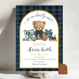 Luxury Blue Green Preppy Bear Baby Shower Invitati Invitation