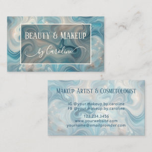 Luxury Blue Marble Makeup Artist & Hair Stylist Business Card
