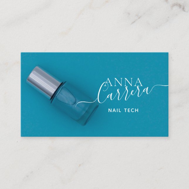 Luxury Blue Nail Colour Nail Tech Nail Salon Business Card (Front)