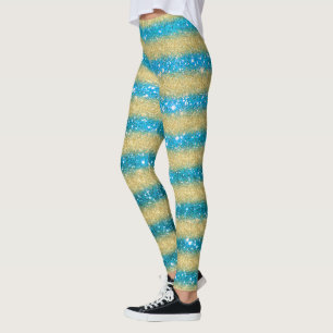 Luxury Blue Popular Gift Gold Glitter Leggings
