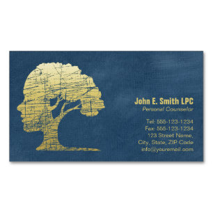 Luxury Blue Psychologist Personal Counsellor Magnetic Business Card