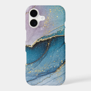 Luxury Blue Purple Gold Marble Liquid Art