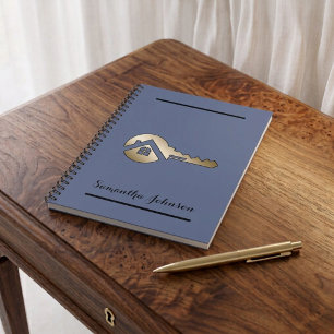 Luxury Blue Slate Gold Key Real Estate  Notebook
