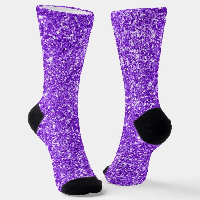 Luxury Blue Violet Purple Glitter Socks (Angled)