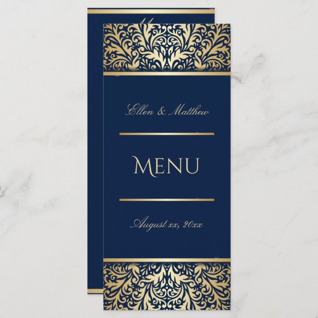 Luxury Blue, Wedding Reception Dining Menu (Front/Back)