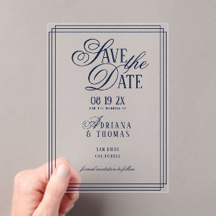Luxury Blue Wedding Save The Date Acrylic Invitations