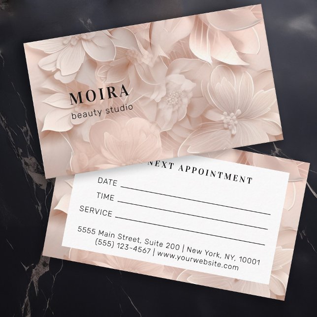 Luxury, Blush-Beige, Flower, Salon Appointment Card (Creator Uploaded)