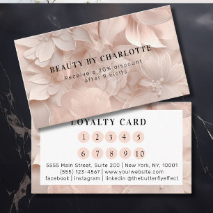 Luxury, Blush-Beige, Flower Salon Loyalty Business Card
