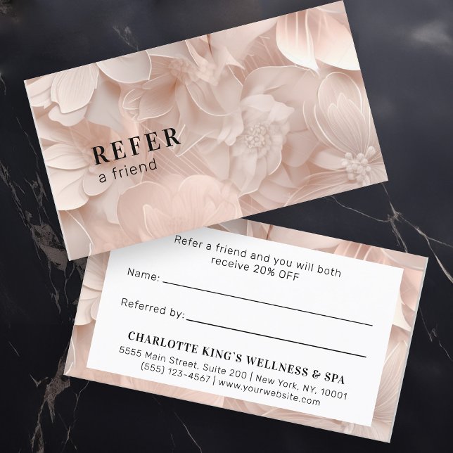 Luxury, Blush-Beige, Flower, Salon Referral Card (Creator Uploaded)