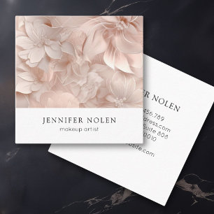 Luxury, Blush-Beige, Flower, Salon Square Business Card