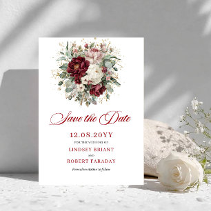 Luxury Blush Burgundy Floral Save The Date