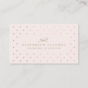 Luxury Blush Faux Rose Gold Foil Dots Elegant bow Business Card