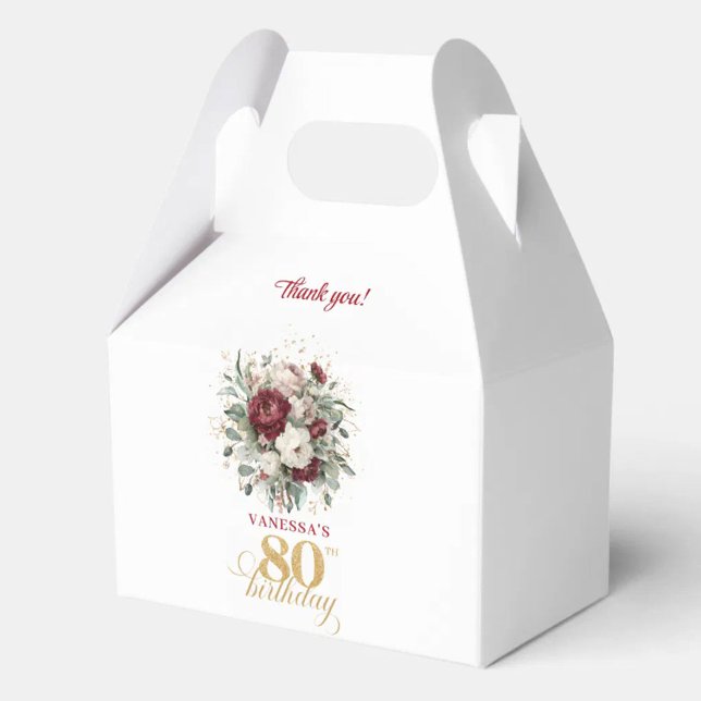 Luxury Blush Floral 80th Birthday Favour Box (Luxury Blush Floral 80th Birthday Favor Box)