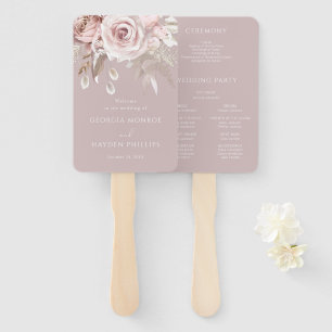 Luxury Blush Floral Botanical Wedding program Hand Fan