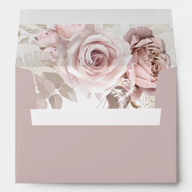 Luxury Blush Floral Wedding Envelope (Back (Bottom))