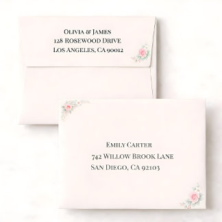 Luxury Blush Floral Wedding Envelope