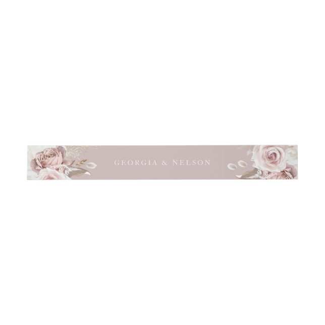 Luxury Blush Floral Wedding Invitation Belly Band (Flat)