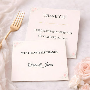 Luxury Blush Floral Wedding Thank You Card