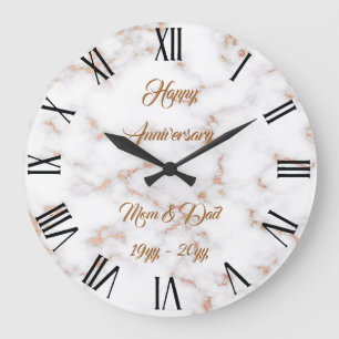 Luxury Blush Glitter Pink White Marble Customise Large Clock