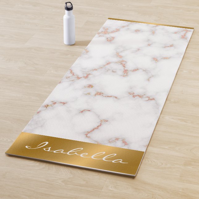 Luxury Blush Glitter Pink White Marble Customise Yoga Mat (In Situ)