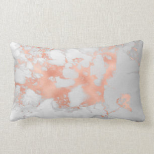 Luxury Blush Glitter White Pink Marble Cotton Lumbar Cushion