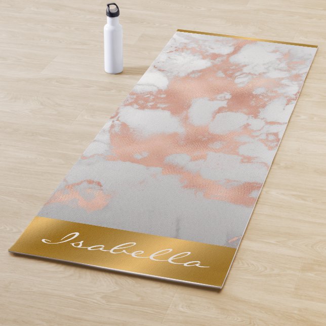 Luxury Blush Glitter White Pink Marble Customise Yoga Mat (In Situ)