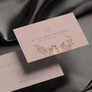 Luxury blush pink beauty salon spa business card