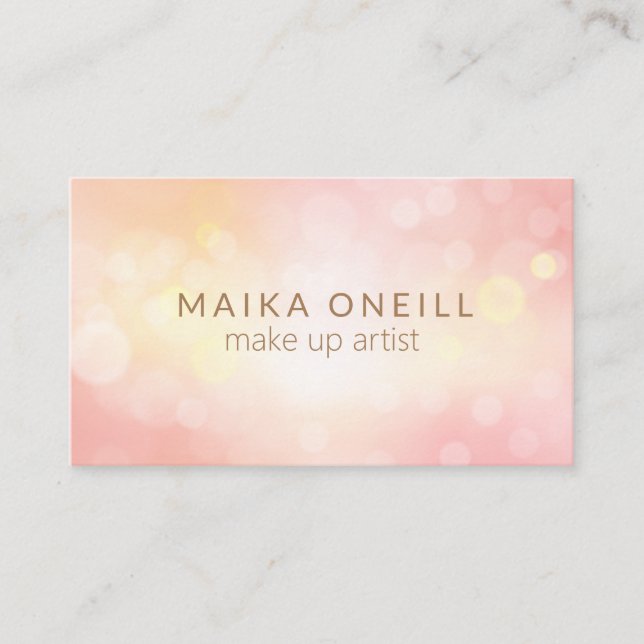 Luxury Blush PInk Bokeh glitter social media Business Card (Front)